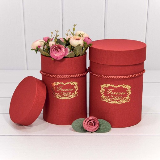 Коробки Цилиндр Набор 1/2 14*19 "Forever" Красный 1/24 Арт: 7212018/0032