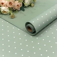 Плёнка 0,58*10м матовая "Мелкий горошек" 65мкм Бледно-зелёный 1/30 Арт: 1691/5645