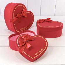 Коробки "Сердце" Набор 1/3 22,2*19,5*9 с бантом Красный 1/18 Арт: 721609/7