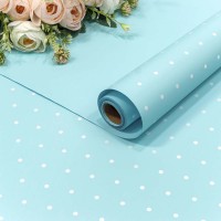 Плёнка 0,58*10м матовая "Мелкий горошек" 65мкм Голубой 1/30 Арт: 1691/290
