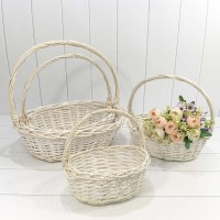 Корзины плетёные Овальные Набор 1/4 43*35*15/44 (±5%) с ручкой Белый 1/6 Арт: 420160/1