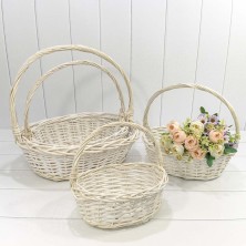 Корзины плетёные Овальные Набор 1/4 43*35*15/44 (±5%) с ручкой Белый 1/6 Арт: 420160/1