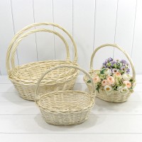 Корзины плетёные Овальные Набор 1/4 43*35*15/44 (±5%) с ручкой Молочный 1/6 Арт: 420160/2