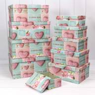 Коробки Прямоугольные Набор 1/10 34*26*15,3 "Сердца с цветами" 1/6 Арт: 721604/956 - Коробки Прямоугольные Набор 1/10 34*26*15,3 "Сердца с цветами" 1/6 Арт: 721604/956