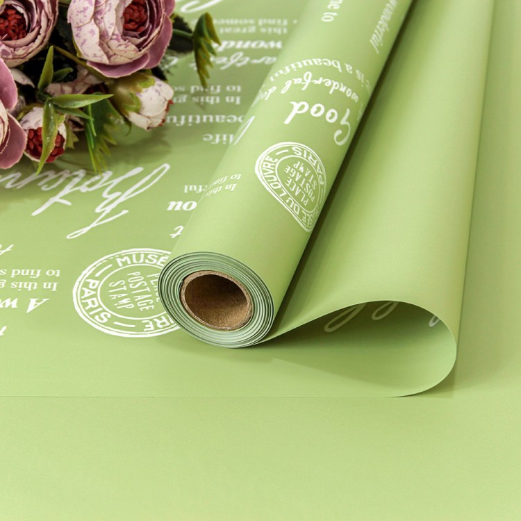 Плёнка 0,58*10м 290г матовая с печатью 65мкм Фисташковый 1/30 Арт: 1601/7493