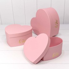 Коробки "Сердце" Набор 1/3 25*24*12 Розовый 1/24 Арт: 720910/1
