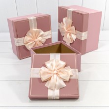 Коробки Квадратные Набор 1/3 21*21*12,3 с бантом "Just For You" Розовый 1/18 Арт: 721620/2
