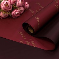 Плёнка 0,58*10м матовая двухсторонняя с золотым тиснением 60мкм Бордовый/Сливовый 1/30 Арт: 001359/1