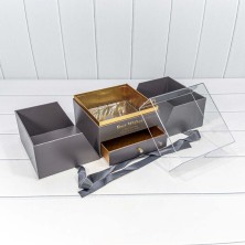 Коробка Квадратная 21*21*18 "Сюрприз" Серый 1/8 Арт: 721608/2