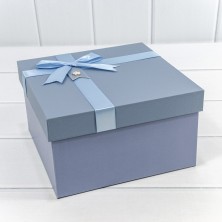 Коробки Квадратные Набор 1/3 21*21*12,3 с бантиком и цветочком Синий 1/18 Арт: 721621/2
