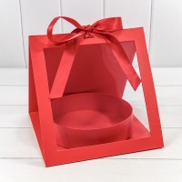 Коробка подарочная 25*26*23 с окошком и бантом "Круг" Красный 1/24 Арт: 720964/2