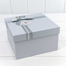 Коробки Квадратные Набор 1/3 21*21*12,3 с двойным бантиком и сердечком Голубой 1/18 Арт: 721626/1