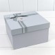 Коробки Квадратные Набор 1/3 21*21*12,3 с двойным бантиком и сердечком Голубой 1/18 Арт: 721626/1