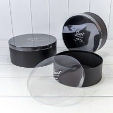 Коробки Круглые Набор 1/3 26,5*11,2 с прозрачной крышкой Чёрный 1/12 Арт: 720820/4