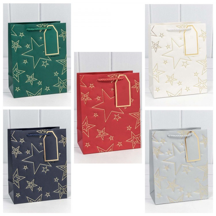 Пакет подарочный с тиснением "Звёзды" (микс) 18*23*10 210г 1/20 1/360 Арт: 300912E