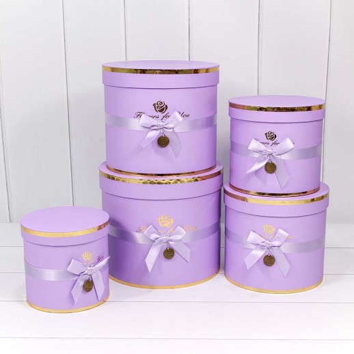 Коробки Цилиндр Набор 1/5 22,5*19,5 "Flowers for you" Сиреневый 1/8 Арт: 7215009/1537