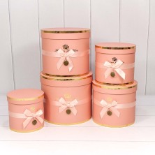 Коробки Цилиндр Набор 1/5 22,5*19,5 "Flowers for you" Персиковый 1/8 Арт: 7215009/1908