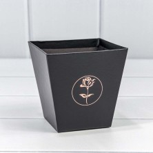 Коробка "Ваза для цветов" 10,6*10,7*7,2 с тиснением "Мини" Чёрный 1/10 1/120 Арт: 720111/1