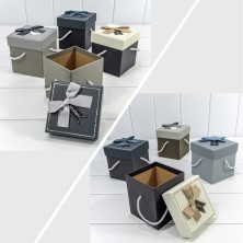Коробка Куб 11,5*11,5*12,5 с бантом и ручками (микс 2) 1/4 1/48 Арт: 92115/2