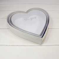 Коробки "Сердце" Набор 1/3 33,2*33,2*6,6 с прозрачной крышкой Белый 1/12 Арт: 7209833/1