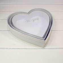 Коробки "Сердце" Набор 1/3 33,2*33,2*6,6 с прозрачной крышкой Белый 1/12 Арт: 7209833/1