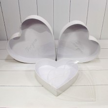 Коробки "Сердце" Набор 1/3 33,2*33,2*6,6 с прозрачной крышкой Белый 1/12 Арт: 7209833/1