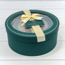 Коробки Круглые Набор 1/3 28*11,5 с окошком и бантом Синевато-зелёный 1/12 Арт: 721302/3