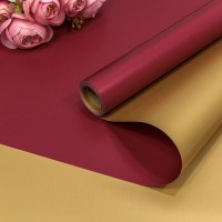 Плёнка 0,58*10м матовая двухсторонняя 50мкм Золотой/Бордовый 1/30 Арт: 01611/7427