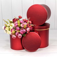 Коробки Цилиндр Набор 1/3 19,5*19 "Металл" Красный 1/12 Арт: 720786/2