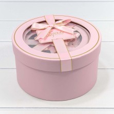 Коробки Круглые Набор 1/3 21*11,5 с окошком и бантом Розовый 1/18 Арт: 721303/1