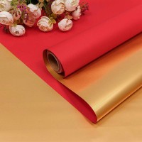 Плёнка 0,58*10м матовая двухсторонняя 50мкм Золотой/Красный 1/30 Арт: 1611/185