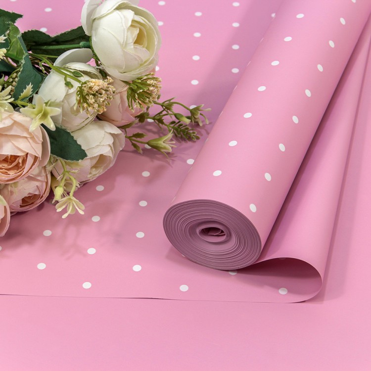 Плёнка 59см 800г матовая "Мелкий горошек" 65мкм Светло-пурпурный 1/6 1/12 Арт: 80091/0521