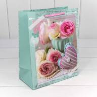 Пакет подарочный матовый &quot;Цветы&quot; (микс) 20*25*10 128г 1/20 1/480 Арт: 00026D - Пакет подарочный матовый "Цветы" (микс) 20*25*10 128г 1/20 1/480 Арт: 00026D