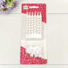 Свечи для торта набор (12 шт.) 8см с золотыми звёздочками Белый 1/12 1/144 Арт: 20010-95/29