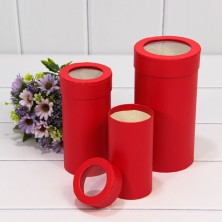 Коробки Цилиндр Набор 1/3 9,5*18 с окошком Красный 1/90 Арт: 720280/3