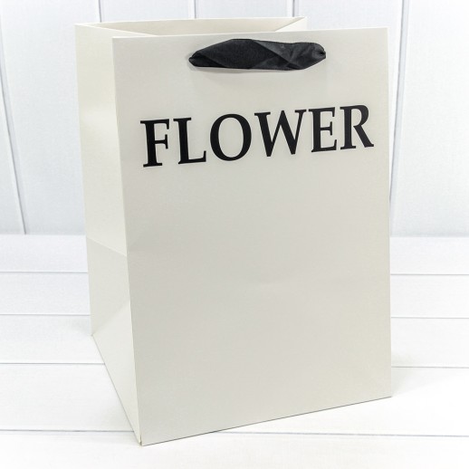 Пакет подарочный "Flower" Белый 25*30*25 210г 1/10 1/200 Арт: 000179P/07