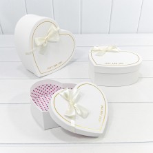 Коробки "Сердце" Набор 1/3 22,2*19,5*9 с бантом "Just For You" Белый 1/12 Арт: 720621/1