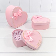 Коробки "Сердце" Набор 1/3 22,2*19,5*9 с бантом "Just For You" Розовый 1/12 Арт: 720621/2