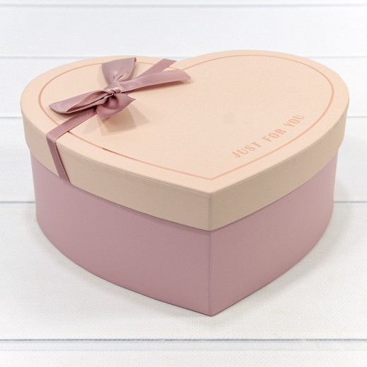Коробки "Сердце" Набор 1/3 22,2*19,5*9 с бантом "Just For You" Пудровый 1/12 Арт: 720621/3