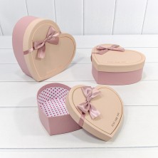 Коробки "Сердце" Набор 1/3 22,2*19,5*9 с бантом "Just For You" Пудровый 1/12 Арт: 720621/3