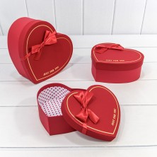 Коробки "Сердце" Набор 1/3 22,2*19,5*9 с бантом "Just For You" Красный 1/12 Арт: 720621/4