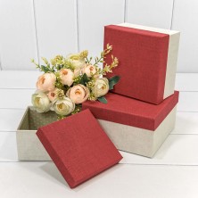 Коробки Квадратные Набор 1/3 17*17*9,5 Белый/Красный 1/24 Арт: 7212289/0053