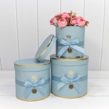 Коробки Цилиндр Набор 1/3 18*17 "Flowers for You" Голубой 1/12 Арт: 720112/177