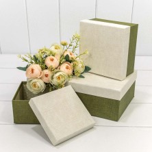Коробки Квадратные Набор 1/3 17*17*9,5 Зелёный/Белый 1/24 Арт: 7212289/0055